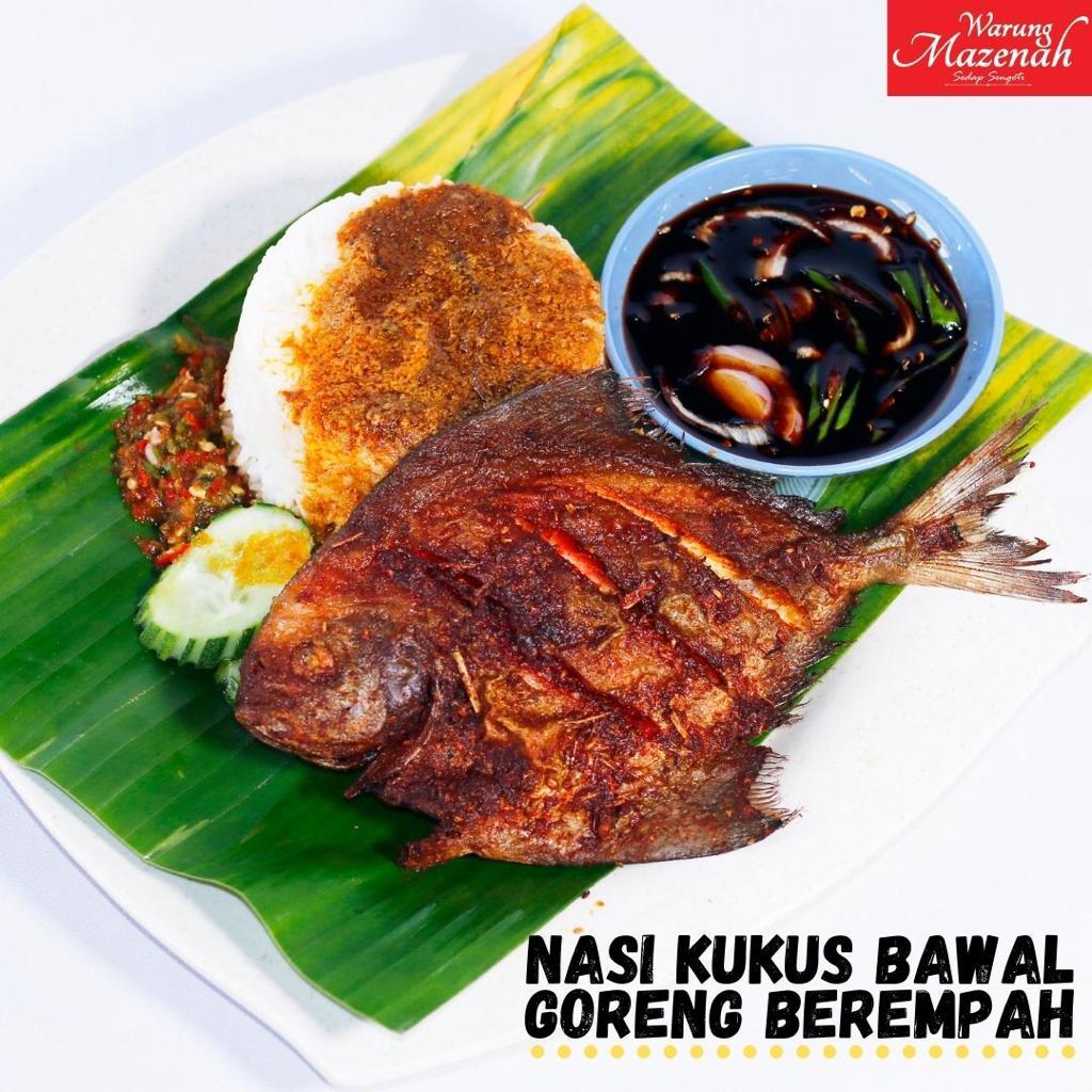 Nasi Kukus Bawal Goreng Berempah